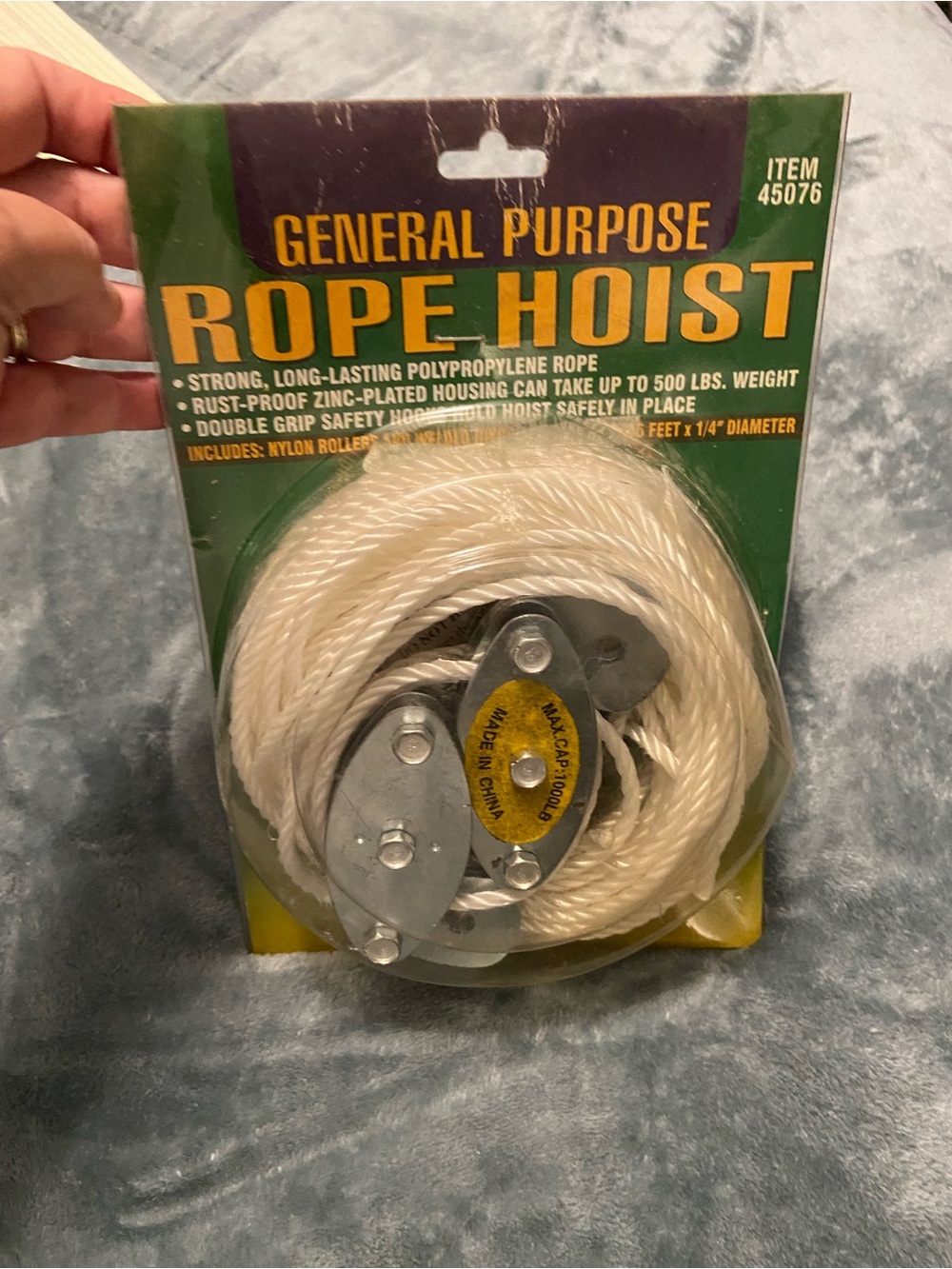 New General Purpose Rope Hoist with White Polypropylene Rope 500lbs